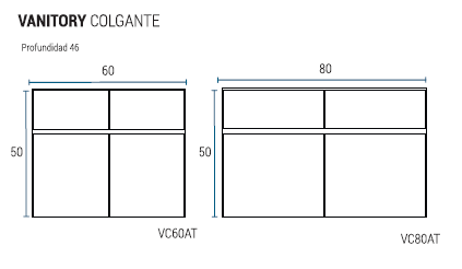 Muebles Schneider - Linea: Atenas - VANITORY COLGANTE 60 ATENAS PVC Color: BLANCO SATINADO - VC60ATPBS