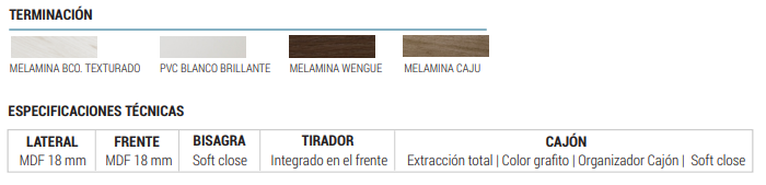 Muebles Schneider - Linea: Nature - VANITORY 70 NATURE Color: WENGUE - V70NAW
