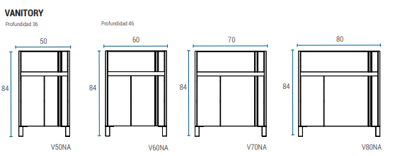 Muebles Schneider - Linea: Nature - VANITORY 80 NATURE Color: BLANCO BRILLANTE - V80NAPBB