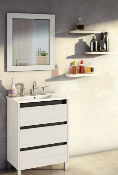 Muebles Schneider - Linea: Nature - VANITORY 80 PIANO Color: BLANCO TEXTURADO - V80PITXB