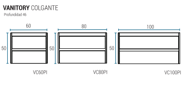 Muebles Schneider - Linea: Nature - VANITORY COLGANTE 60 PIANO Color: CAJU - VC60PIC